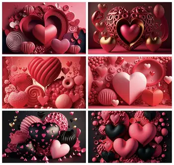Laeacco Ziua Îndrăgostiților Fundal Roșu Dragoste Inima Trandafiri Dragoste Temă Petrecere de Nunta Mireasa Duș Fotografie Portret de Fundal