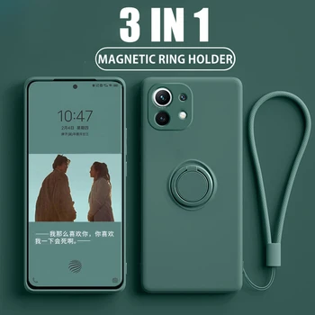 Lichid Original Caz de Siliciu Pentru Xiaomi Mi 11 Lite 5G NE Caz Xiaomi Mi 12 11T Pro 10T 10 T 11i Suportul Magnetic Capacul din Spate