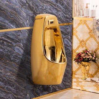 Lumina de Aur de Lux Integrat Urină Cupa Montat pe Perete Hotel de uz Casnic Baie Barbati Pisoar de Ceramică