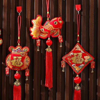 Mic Pandantiv Anul Nou Chinezesc Decoratiuni Camera De Zi De Decorare Pesti Noroc Sac De Festivalul De Primăvară Pandantiv Rosu Clasic Fericit