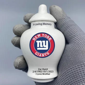 Mini Urna pentru New York Giants-tematice Logo-ul Personalizat Urnă.Trimite-mi numele/data la care doriți să apară pe urna de Observații Mesaj.