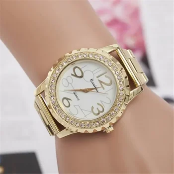 Moda De Lux Femei Ceas Din Oțel Inoxidabil Ceas De Mână Faimosul Brand A Crescut De Aur/Argint Cristal Casual Cuarț Ceas Relogio