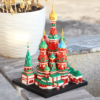 Model 3D DIY Mini Diamond Blocuri Caramizi de constructie Arhitectură Lume, Catedrala Sfântul Vasile din moscova Biserica Jucărie pentru Copii