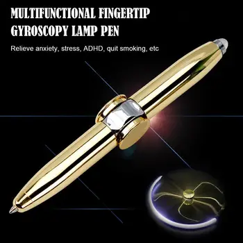 Multifunctional Decompresie Degetul Roti Luminos Gyro Pixuri Jucărie Nervozitate Spinner LED Pix Metal Gyro Pen Cadou