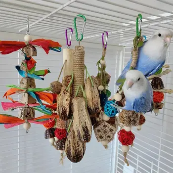 NOI Papagal Pasăre Colorate Agățat Molar Jucărie Rattan Naturale Minge de Porumb, Coji de Mestecat Jucării Pentru a scapa de Plictiseala