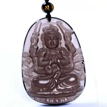 Natural negru Obsidian Avalokitesvara Norocos Amuleta Pandantiv Argint Dragon Cadouri Amuleta de Aur Nunta de Cuarț Lanț Farmecul Piatră prețioasă