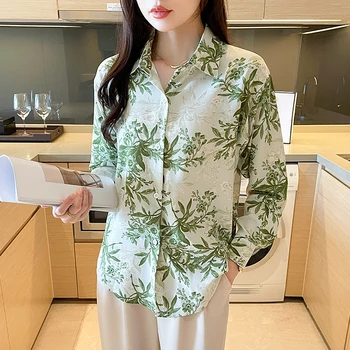 New Sosire Femei Blusa Mujer pentru Primavara Toamna de Moda Trendy Imprimare Doamnelor Cămașă Buton-Jos pentru Muncă și Casual