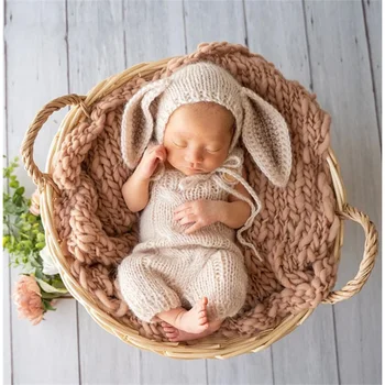 Nou-născut Fotografie Copil Haine Tricotate Mare, Urechi de Iepure Halloween Îmbrăcăminte pentru Copii