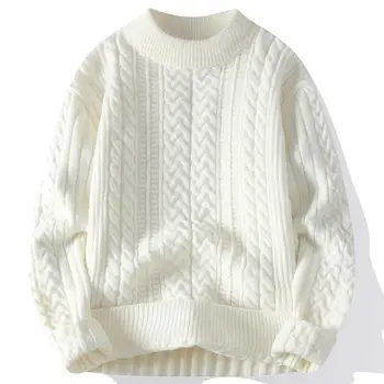 Noua Moda Barbati Toamna și Iarna Stil Britanic Slim Versiunea coreeană a Tendinței de Culoare Solidă pulover Pulover Casual Tricotaje