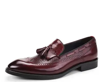 Noua moda respirabil ciucure pantofi rochie handmade din piele a subliniat toe slip pe pantofii de mireasa formale de afaceri pantofi pentru bărbați