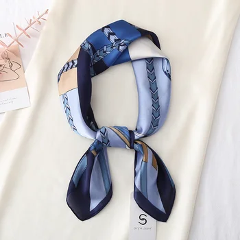 Noul Pătrat Eșarfă Pentru Femei Brand De Lux Satin De Mătase Șal Folie Banda De Păr Basma Imprimare Gât Cravată Femeie Hijab Echarpe Bandană