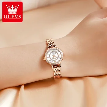 OLEVS 5508 Femei Ceas rezistent la apa din Oțel Inoxidabil cu Diamante-set Cadran Elegant Doamnelor Cuarț Ceas Brățară Colier Set