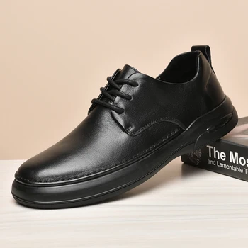 Oamenii Oxfords încălțăminte dantela-up Piele naturala Pantofi Rochie Platforma de Moda Mens Pantofi Casual negru de Brand Formale Bărbați pantofi