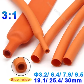 Orange 3:1 de Căldură Psihiatru Tub Cu Perete Dublu Adeziv Dia 3.2/6.4/7.9/9.5/19.1/25.4/30mm Impermeabil Sârmă Izolate Linie de Cablu Manșon