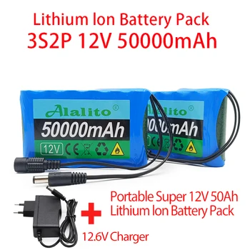 Original 3S2P 12V 50000mah 18650 Li-ion Baterie Reîncărcabilă 12.6 V 50Ah,Pentru Monitorul aparatului Foto Înlocuire Baterie + Incarcator