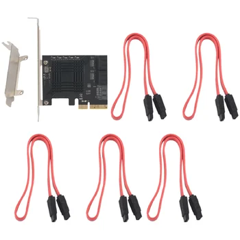 PCIE pentru a 5-Port SATA III 6 Gbps SATA Controller Card de Expansiune Șasiu de Calculator Adaptor Card JMB585 cu 5 Cabluri