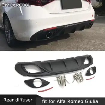 PP Auto Bara Spate Buza Difuzor Cu Evacuare Sfaturi pentru Alfa Romeo Giulia Standard 2016-2019 grilajul reflectorizante Versiune Sport