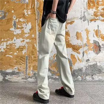 Pantaloni High street American retro galben noroi blugi de vara barbati drepte, usor evazate pantaloni