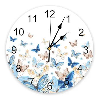 Pastorală Fluture Floare Gradient Ceas de Perete Tăcut Ceasuri Digitale pentru Acasă, Dormitor, Bucatarie Decor Agățat de Ceas