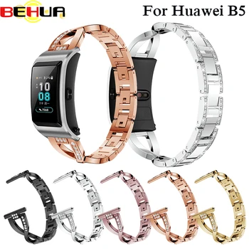 Pentru Huawei B5 Brățară din Oțel Inoxidabil Curele cu Stras Banda de Ceas Pentru Huawei B5 Ceas Inteligent Benzi bratara Curea de Ceas