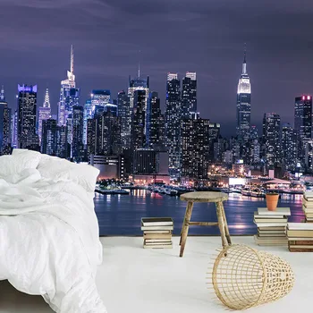 Personalizate 3D Non-țesute Tapet Modern New York City Vedere de Noapte Murală Living TV de Perete de Fundal Renovare Acasă Decorare