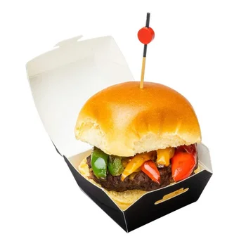 Personalizate productPackaging Personalizate Imprimate Containere Negru Pui Prăjit cu Brânză de Hârtie Lua Food Burger Hamburger Cutie