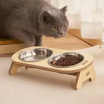 Pet Feeder Single/Double Mâncare De Pisici Castron Cu Anti-Knockover Câine Alimentare Cu Apa Recipient Pentru Animale Mici Katzenfutter Schüssel