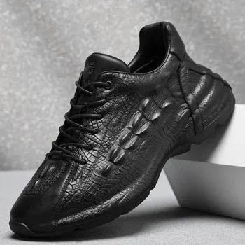 Piele de vacă Negre, Pantofi de Lux pentru Barbati Primavara Toamna anului Nou Designer de pantofi Sport de sex Masculin Retro Moda Casual, Pantofi Platforma Om