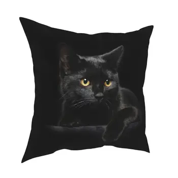 Pisica neagra fețe de Pernă Poliester Acasă Drăguț Kitty Iubitor de Animale față de Pernă Amuzant Decor Acasă Capacul Perna 40*40cm