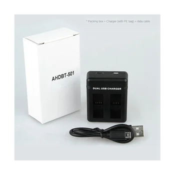 Port Dual Slot AHDBT-501 Încărcător de Baterie pentru GoPro Hero 5 6 7 8 HERO5 Negru Cam