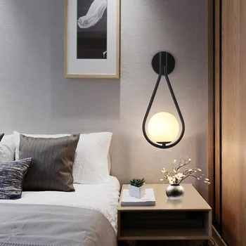 Post-modern, Simplu de Sticlă Living Coridorul Nordic LED Lampă de Perete Balcon Creative Scara Dormitor Noptieră Corpuri de iluminat