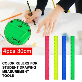 Publicitate Conducător 4 Conectat Cu 30cm de Plastic Colorate de Publicitate Esențiale Riglă Instrumentul Riglă Student de Măsurare Pictura V7O6