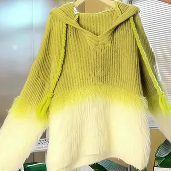 Pulover Pentru Femei De Îmbrăcăminte 2023 Toamna Noua Moda Gradient De Culoare Pulover Pulovere Tricotaje Lejere Trage Femme