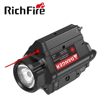 Richfire Lanternă Tactică 800LM Alb&Rosu Laser LED-uri Combo Armă de Lumină Pistol pentru 20mm Picatinny Feroviar cu 2 Baterii