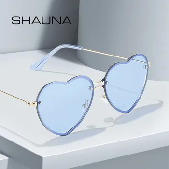 SHAUNA Moda Tentă Inima ochelari de Soare Femei Bomboane de Culoare Ocean Limpede Obiectiv fără ramă Nuante UV400