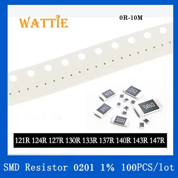 SMD Rezistor 0201 1% 121R 124R 127R 130R 133R 137R 140R 143R 147R 100BUC/lot chip rezistențe 1/20W 0,6 mm*0.3 mm