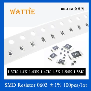 SMD Rezistor 0603 1% 1.37 K 1.4 K 1.43 K 1.47 K 1.5 K 1.54 K 1.58 K 100BUC/lot chip rezistențe 1/10W 1.6 mm*0.8 mm
