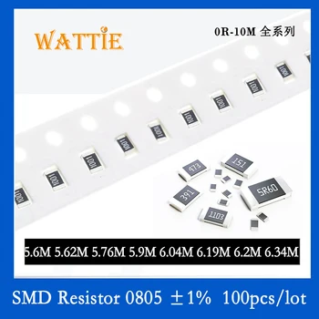 SMD Rezistor 0805 1% 5.6 M 5.62 M 5.76 M 5.9 M 6.04 M 6.19 M 6.2 M 6.34 M 100BUC/lot chip rezistențe 1/8W 2.0 mm*1.2 mm