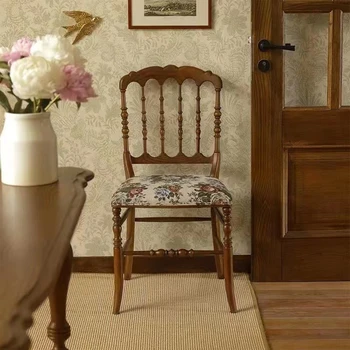 Scaun tapitat din lemn masiv, material retro artă, originală din lemn, de uz casnic spatar, scaun de luat masa, lumina întregul set de lux