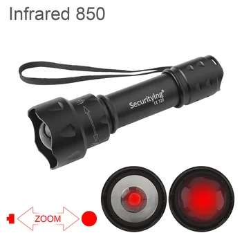 SecurityIng T20 Infraroșu IR 850nm Viziune de Noapte, Lanterna 1000 LM 38mm Obiectiv cu Zoom LED Flash de Lumină Lanterna de Vanatoare