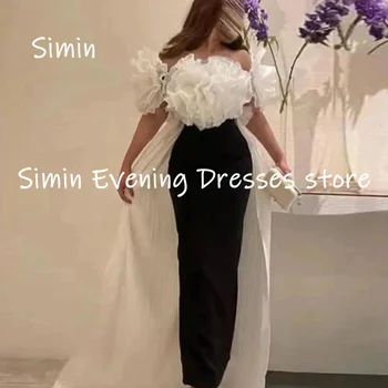 Simin Satin Off-the-umăr Sirena Flori Zburli Formale Rochie de Bal Etaj lungime de Seara Elegante, rochii de Petrecere pentru femei 2023