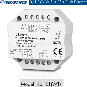 Skydance L1(WT) 0-10V 1-10V WiFi Controler Tuya 0-10V LED Dimmer Împinge Dimmer 1 Canal RF & WiFi intrerupator pentru o Singură Culoare
