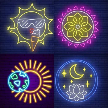 Soarele Neon Lampa Luna Neon Lampa De Inghetata Lampă Neon Model De Desen Animat Logo-Ul De Personalizare Neon Lampa De Nunta Propunere De Logo Cadou Neon