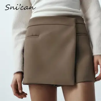 Solid Asimetric Fusta Pantaloni Scurți Femei, O Linie De Talie Mare Office-Eleganta Doamnelor Scurt De Jos Mini Faldas Moda Primavara Jupe Femme
