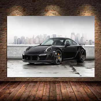 Sport 911 Panza Pictura Mașină Neagră Arta de Perete Postere si Printuri Imaginile pentru Camera de zi de Decorare Acasă Cuadros Neînrămate