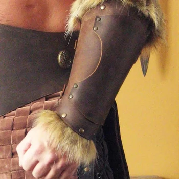 Steampunk din Piele Blana Scoabă Medieval, Celtic Warrior Larp Costum Bărbați Femei Nit Brațul Armura de Halloween AccessoryAccessories cadouri