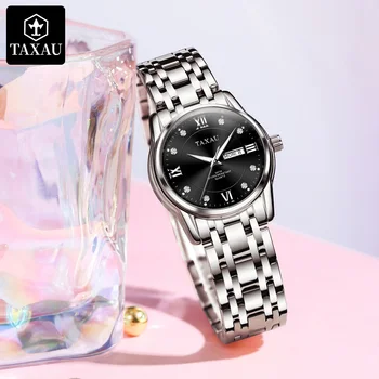 TAXAU Femei Cuarț Ceasuri de Moda Elegant din Oțel Inoxidabil rezistent la apa Luminos Femeie Ceas de mână Branduri de ceasuri de Lux Pentru Femei