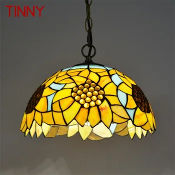 TINNY Tiffany Pandantiv Modern de Lumină Lampă cu LED-uri de Flori Figura Corpuri de iluminat Pentru Casa Sufragerie Decor