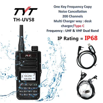 TYT Noi Walkie Talkie 10W IP68 Impermeabil Radio-LEA-UV58 200 de Canale VHF/UHF Tip C de Încărcare 3200mah Walkie Talkie-LEA-UV99