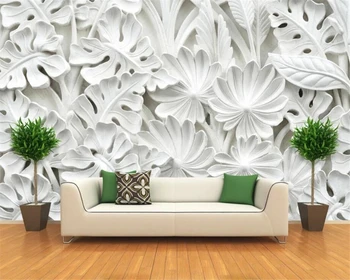 Tapet personalizat frunze model de Ipsos relief TV de perete de fundal acasă decor camera de zi dormitor picturi murale 3d tapet